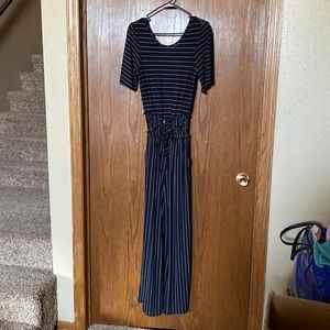 Women’s black pinstripe shortsleeved jumpsuit